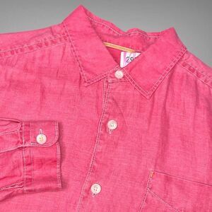 Tommy Bahama Shirt Mens S Petite‎ Coral Pink 100% Linen Long Sleeve Button Up